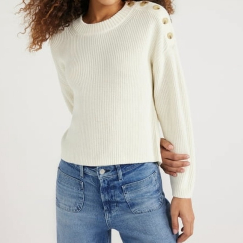 Free Assembly Button Shoulder Sweater NWOT